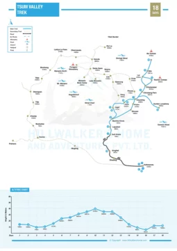 Tsum Valley Trek 18 Days Map
